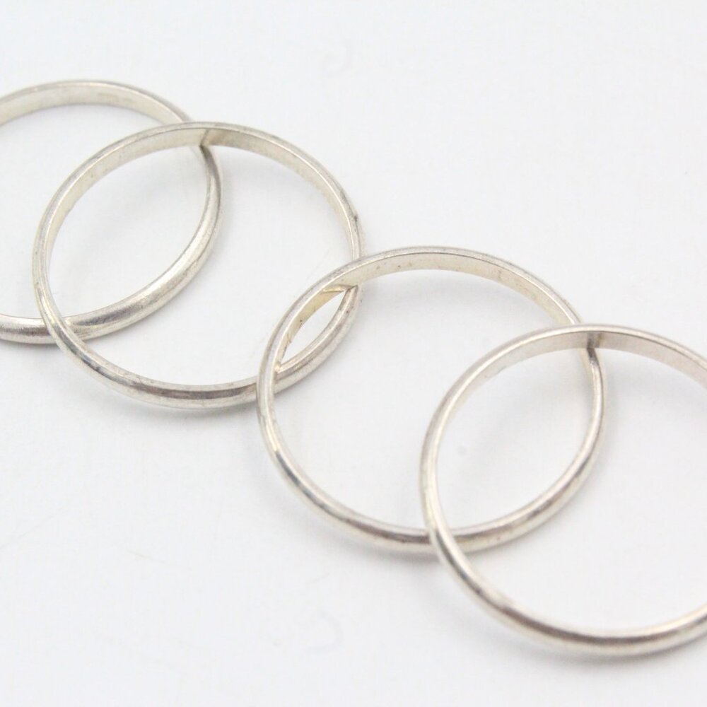 Vintage Sterling Silver Tested Stackable Four (4)… - image 6
